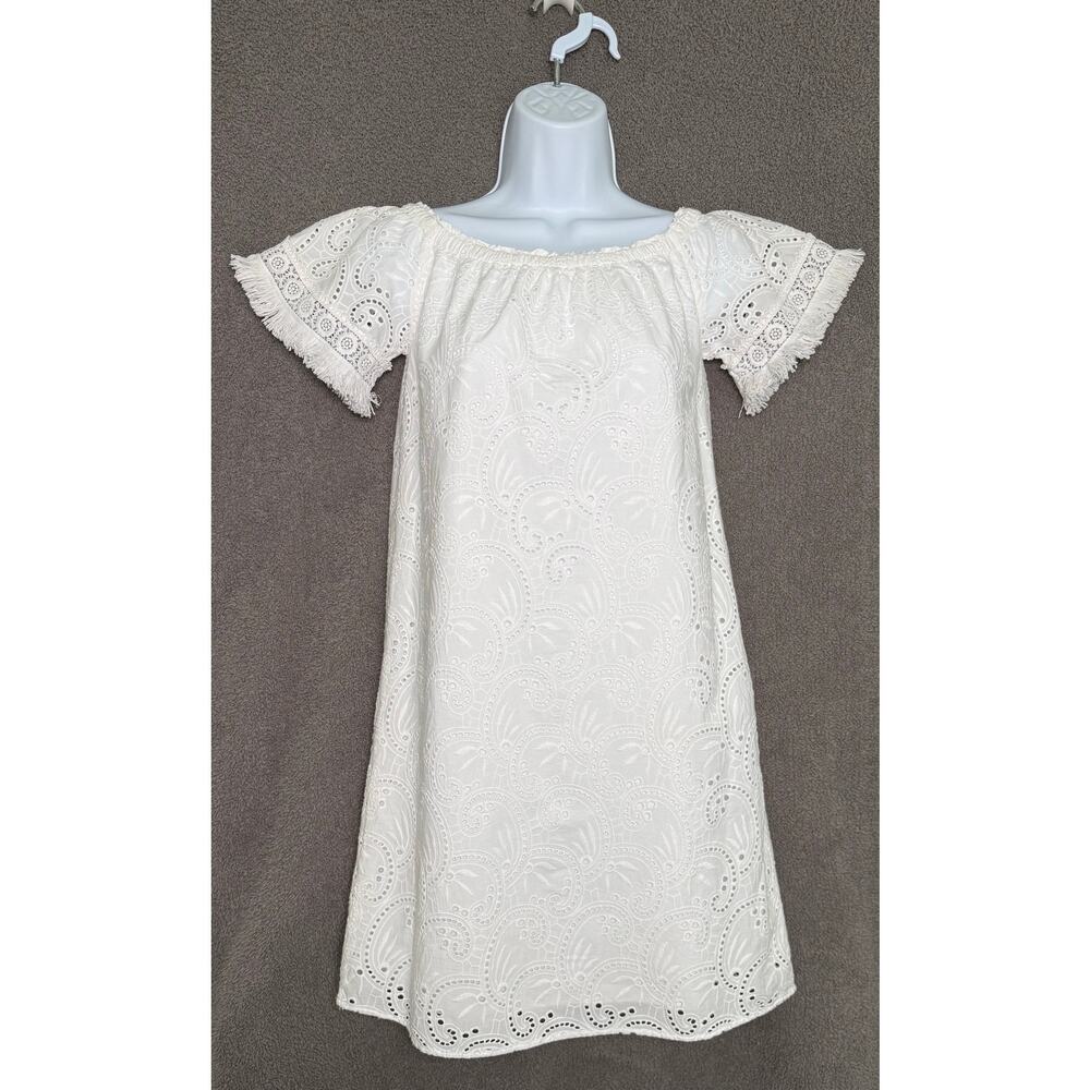 Lilly Pulitzer Shanelle Resort White Swirl Eyelet Off Shoulder Dress XXS NEW